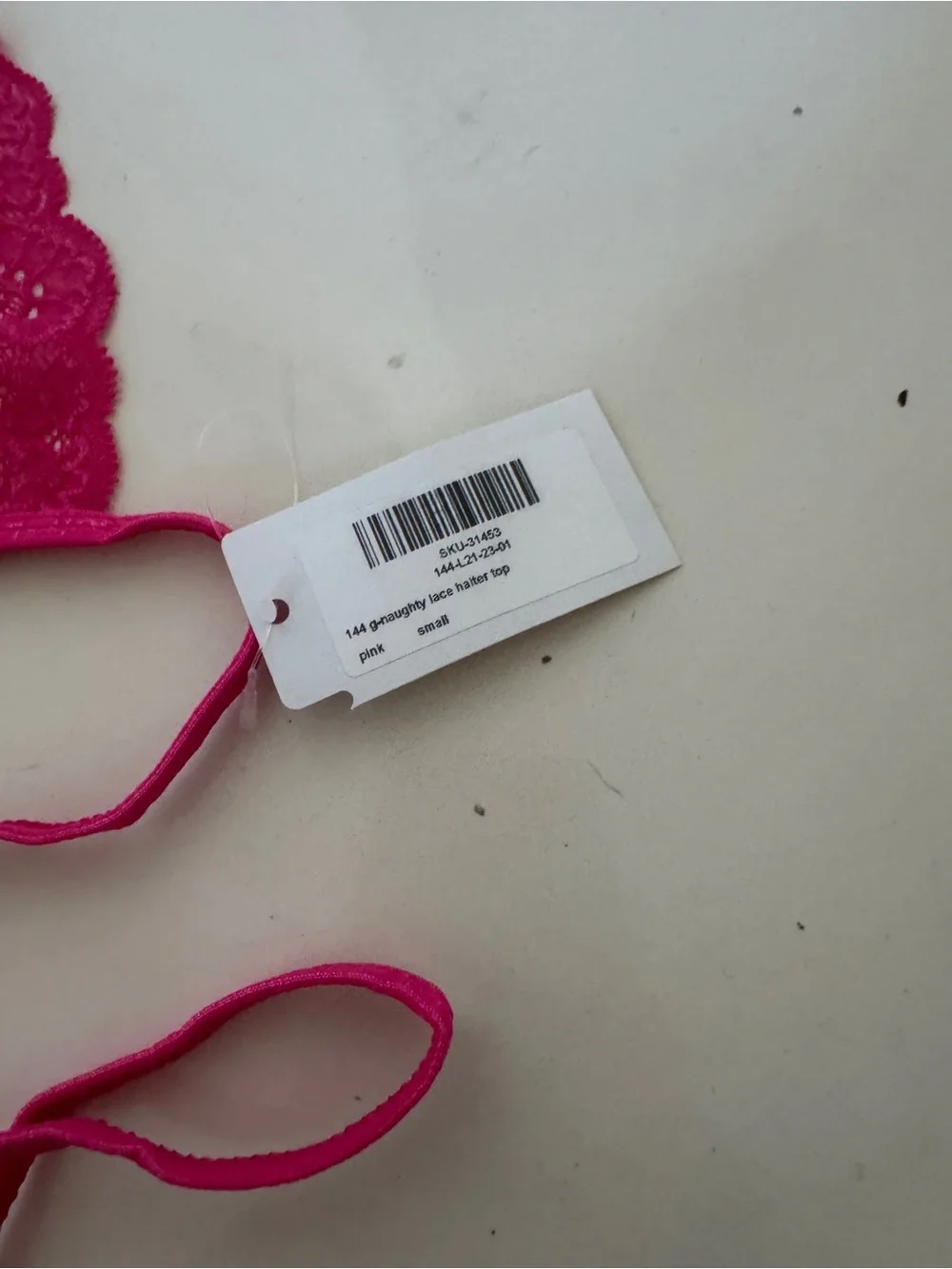 Lace Halter Bralette & Thong Set in hot pink wicked weasel